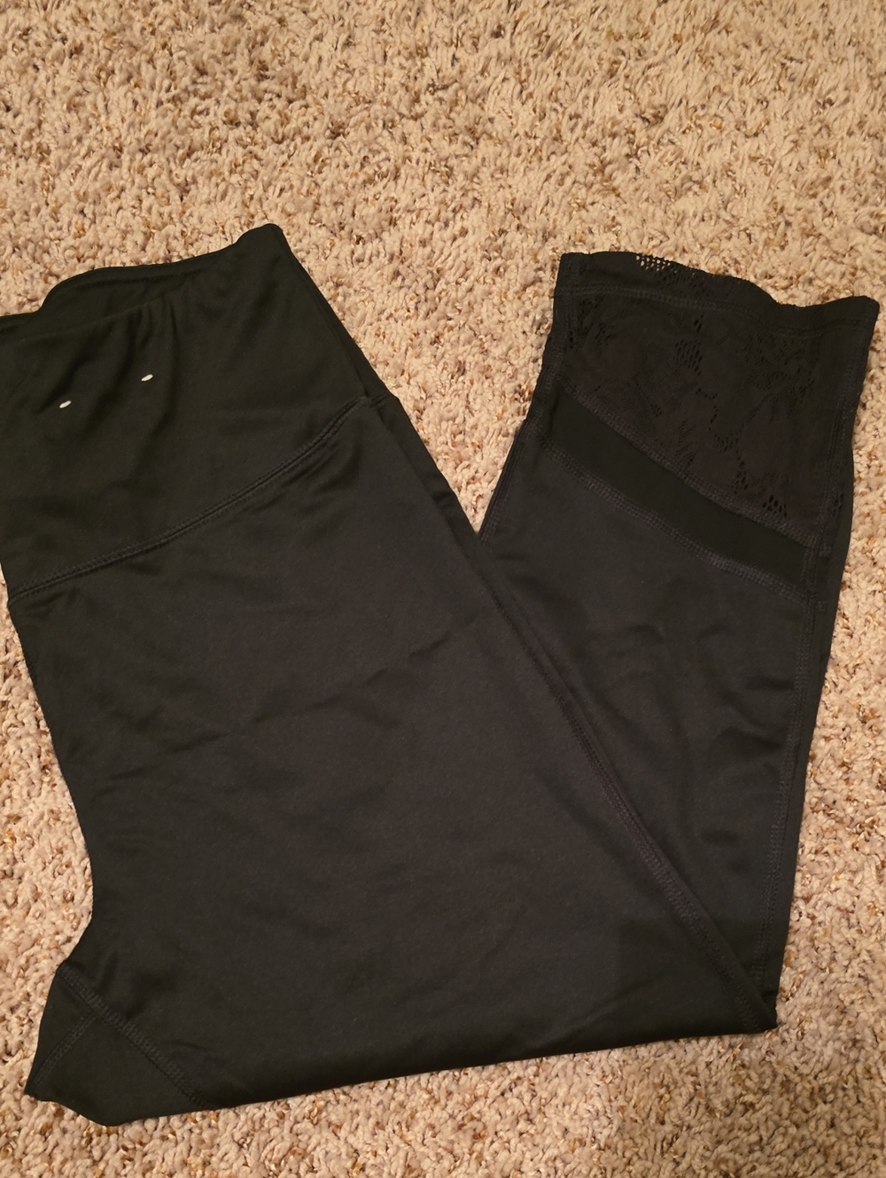 Fila Black High-Waist Leggings with Lace Ankle Detail